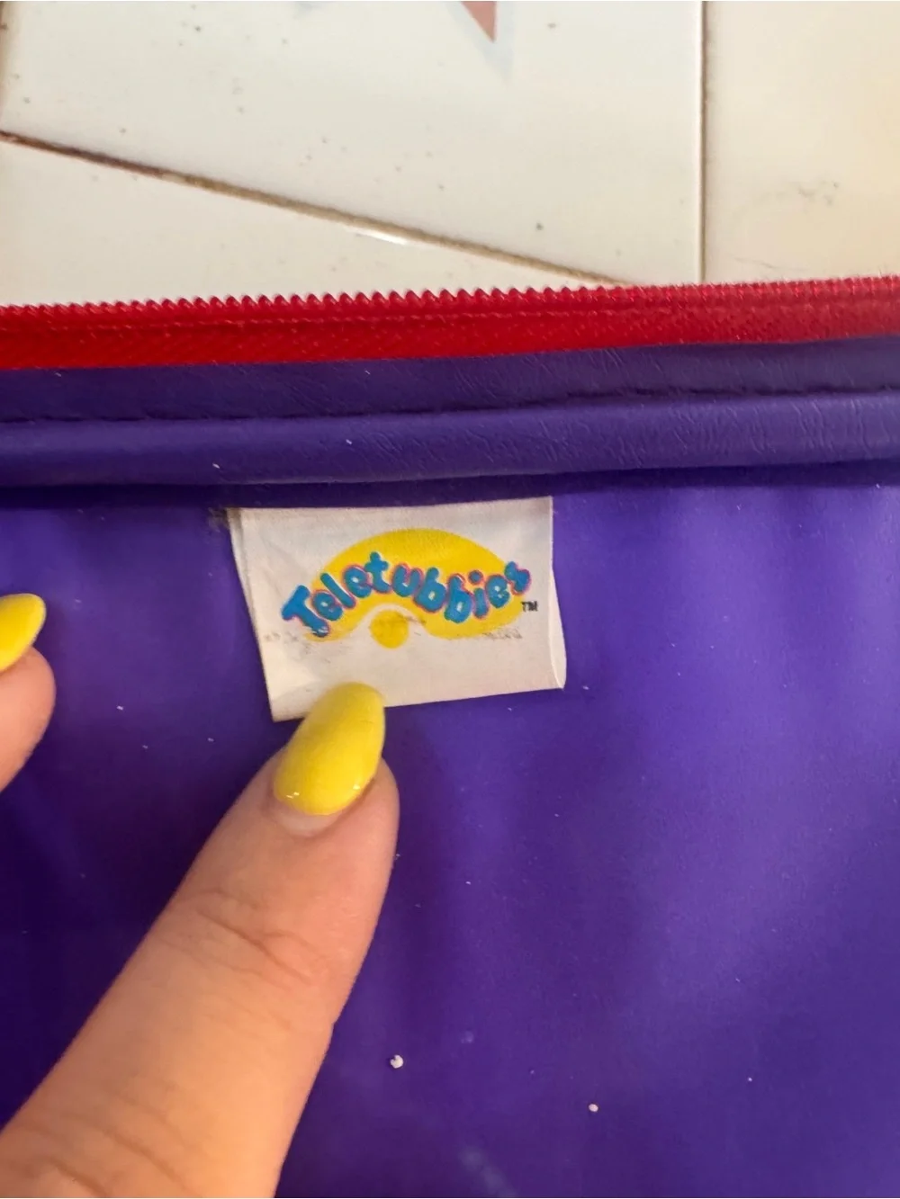 1998 Teletubbies Purple Rolling Kids Luggage - Tinky Winky, Dipsy, Laa-Laa, Po